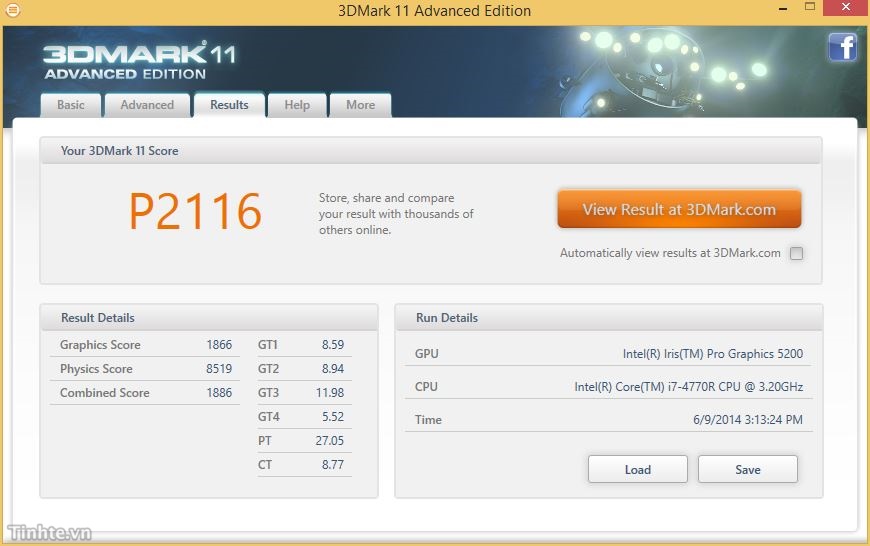 Benchmark máy tính mini ZOTAC ZBox E1750: đồ họa Intel Iris Pro