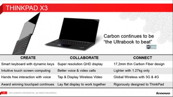 Lộ diện ultrabook cao cấp ThinkPad X3 của Lenovo